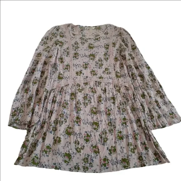 Matilda Jane Women's Size M Pink Floral Like A Lady Bohemian Crochet Tunic Top - Picture 5 of 12